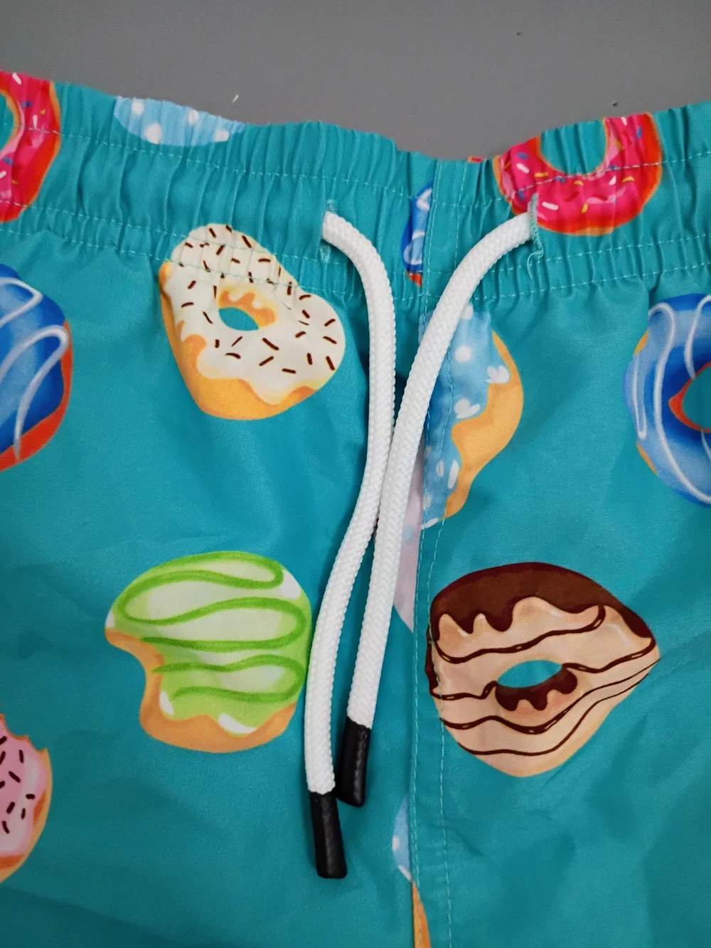 Men's Teal Donut Print Swim Trunks